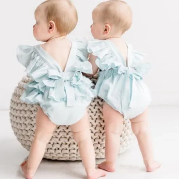 Alice First Birthday Romper Outfit Clothes Dress Jumpsuit Easter Teal Blue